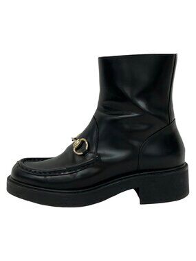 Gucci Short Boots 371 2C Horsebit Black Leather
